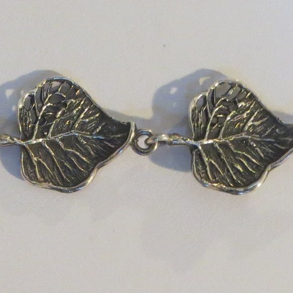 Sterling “Leaf” Link Bracelet Bangle - Picture 2 of 6